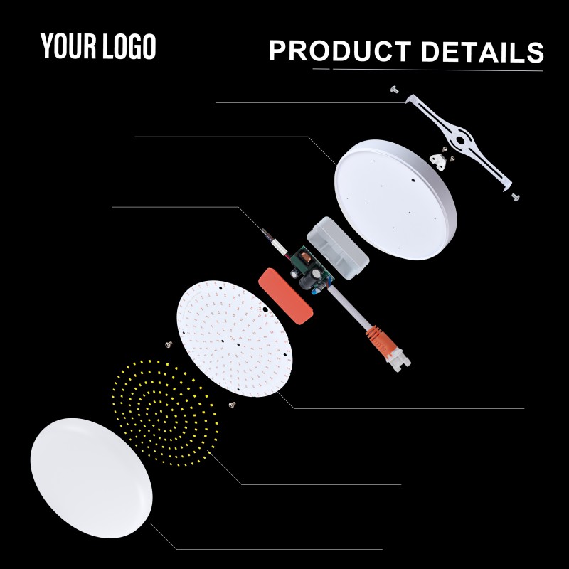 36W सरफेस एलईडी फ्रेमलेस पैनल लाइट, एल्युमीनियम + पीसी, आयरन + पीपी, फुल लाइट